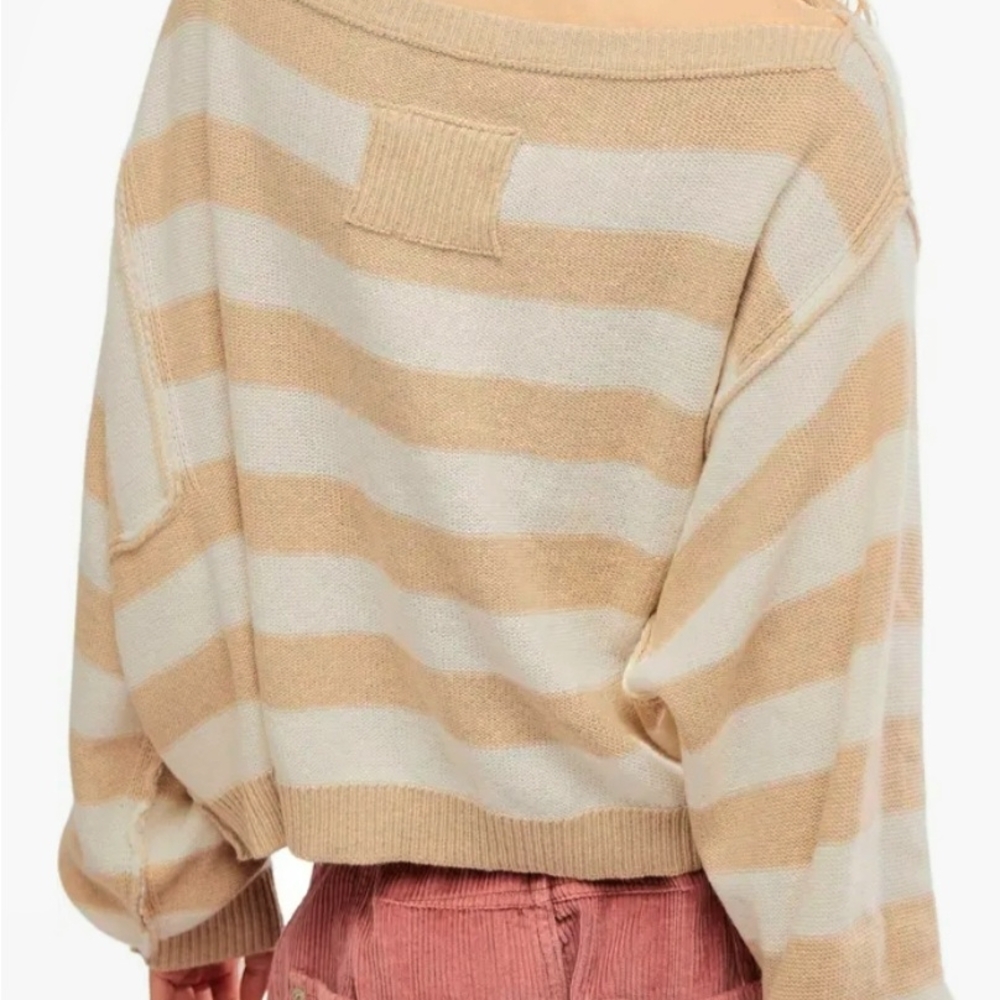 Striped Beige and White Women's Sweater